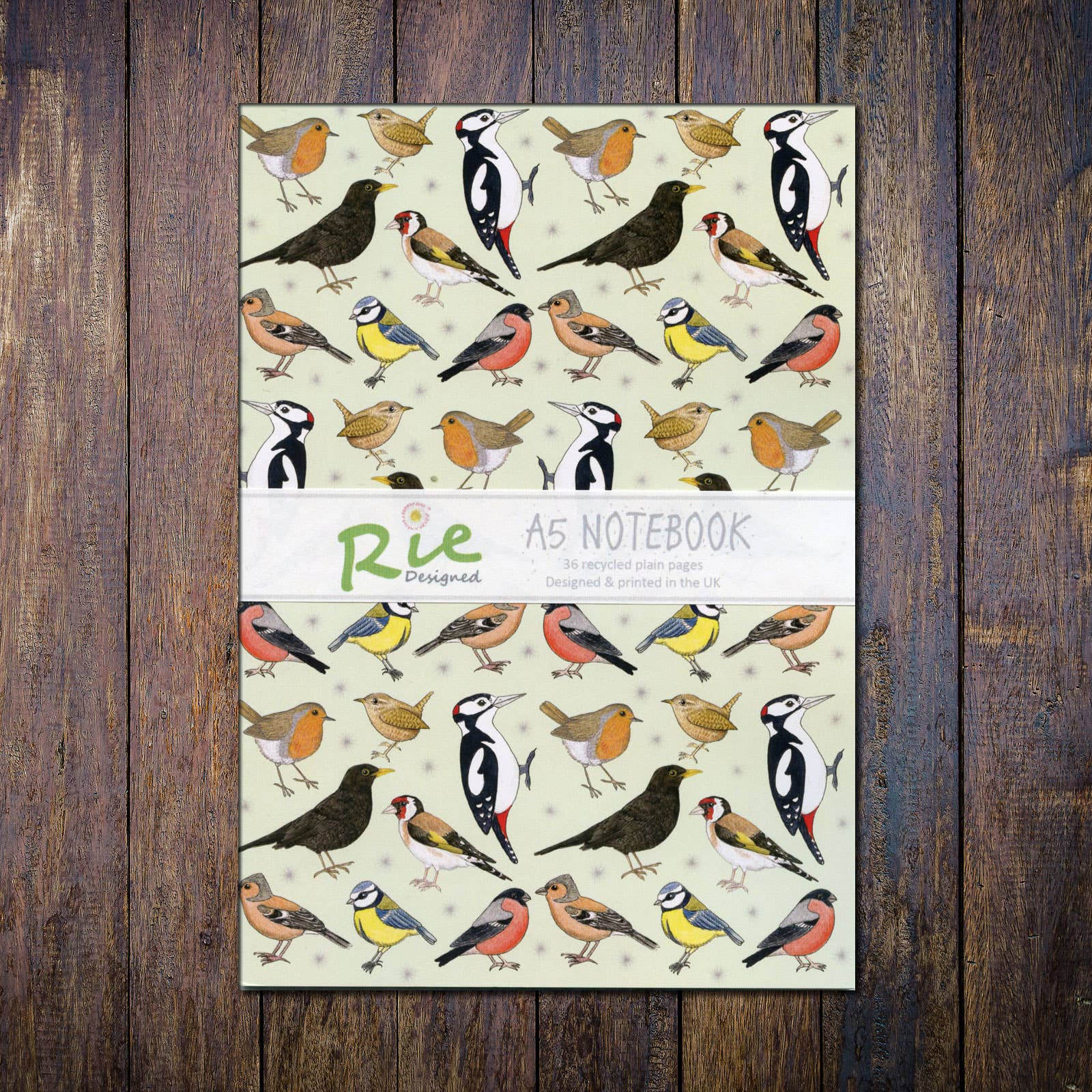 Rie Designed – wholesale Notebook – Garden Birds A5 Plain Paper Recycled Notebook6