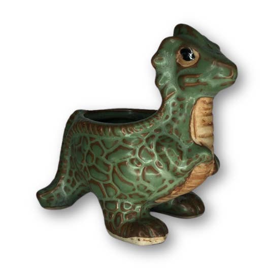 Green Dinosaur Flower Pot Planter for wholesale by Elkhorn Succulents