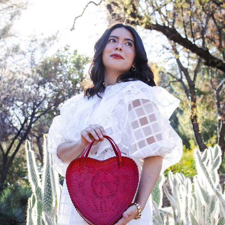 Adela Artisan Made LLC - Wholesale Crossbody Bag - Women's - Adela Heart Bag Original Size in Red1