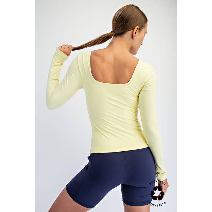 Rae Mode - Wholesale Athletic Top - Women's - RECYCLED BUTTER SQUARE NECK LONG SLEEVE TOP2