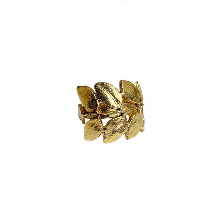 Lotta Djossou Paris – wholesale Cocktail/Statement Ring – Rostfritt guld gyllene Acacia Leaf Ring - smycken - g