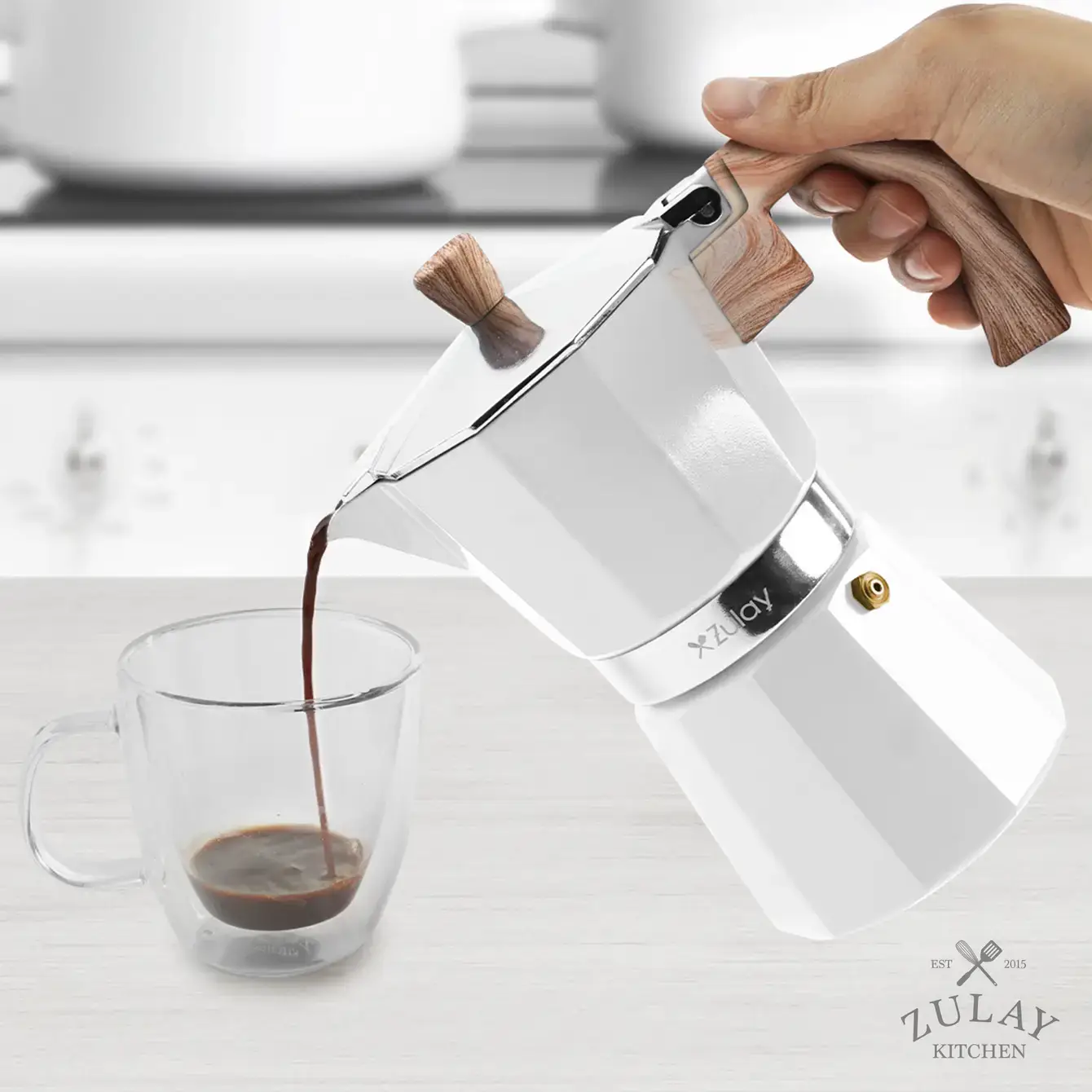 Zulay Kitchen - Wholesale Espresso Maker - Stovetop Espresso Cup Moka Pot - 5 Cup18