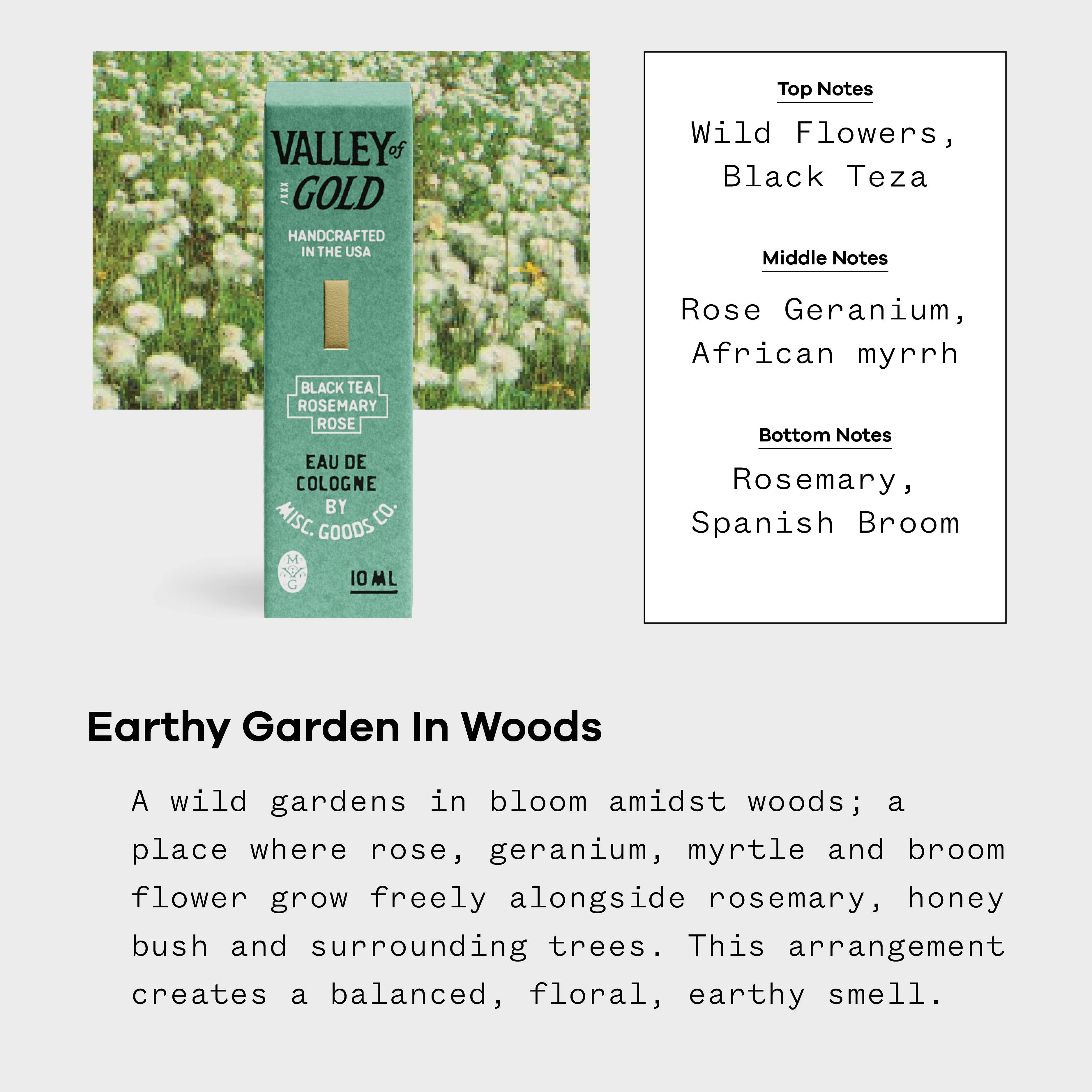 Misc Goods Co. - Wholesale Cologne spray - Valley of Gold Eau de Cologne – Wildflowers, Rose & Rosemary | Travel Size, 10ml1