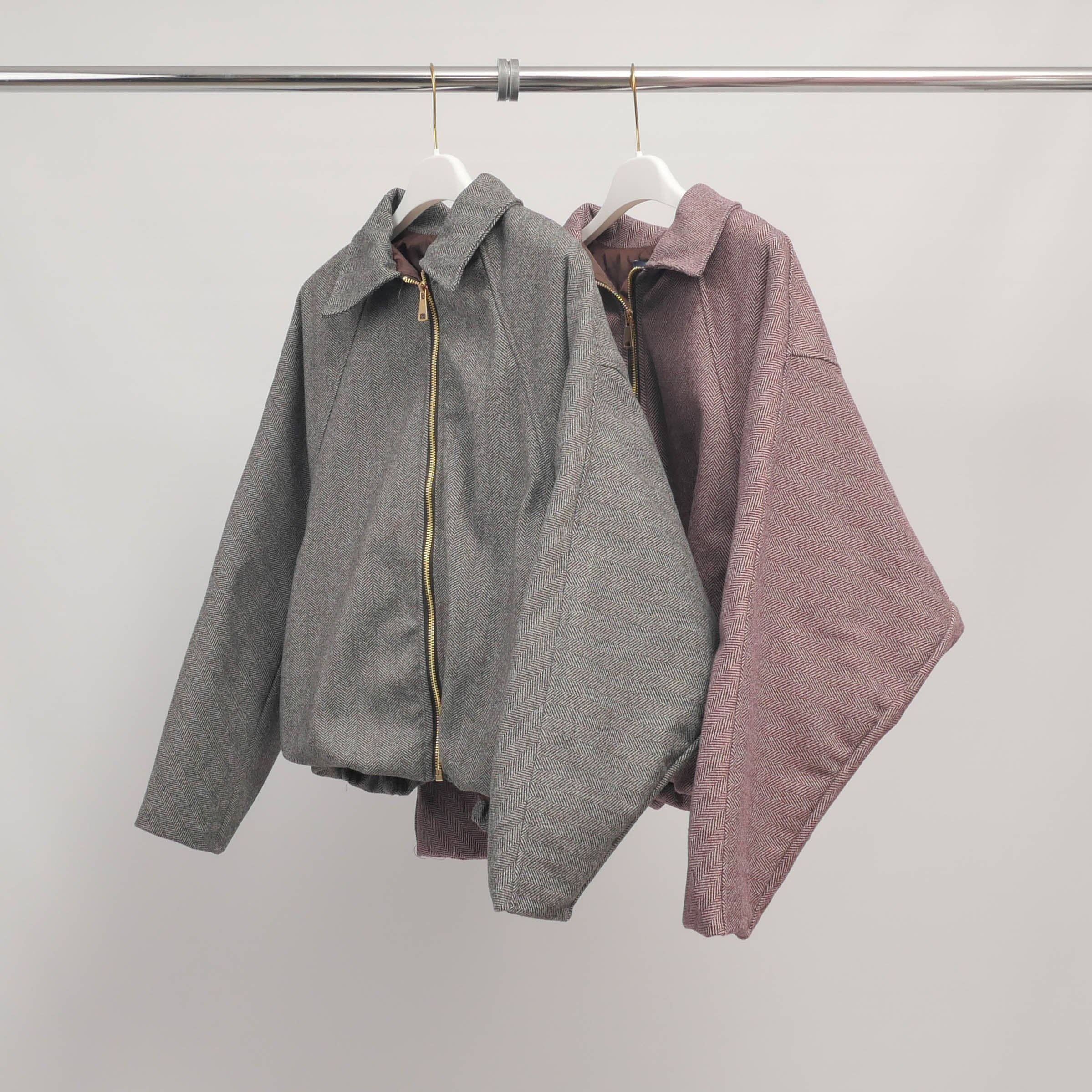 Cecile Wang - Wholesale Jacket - Women's - Zipped jacket in chevron fabric with elasticated hem – KD93512