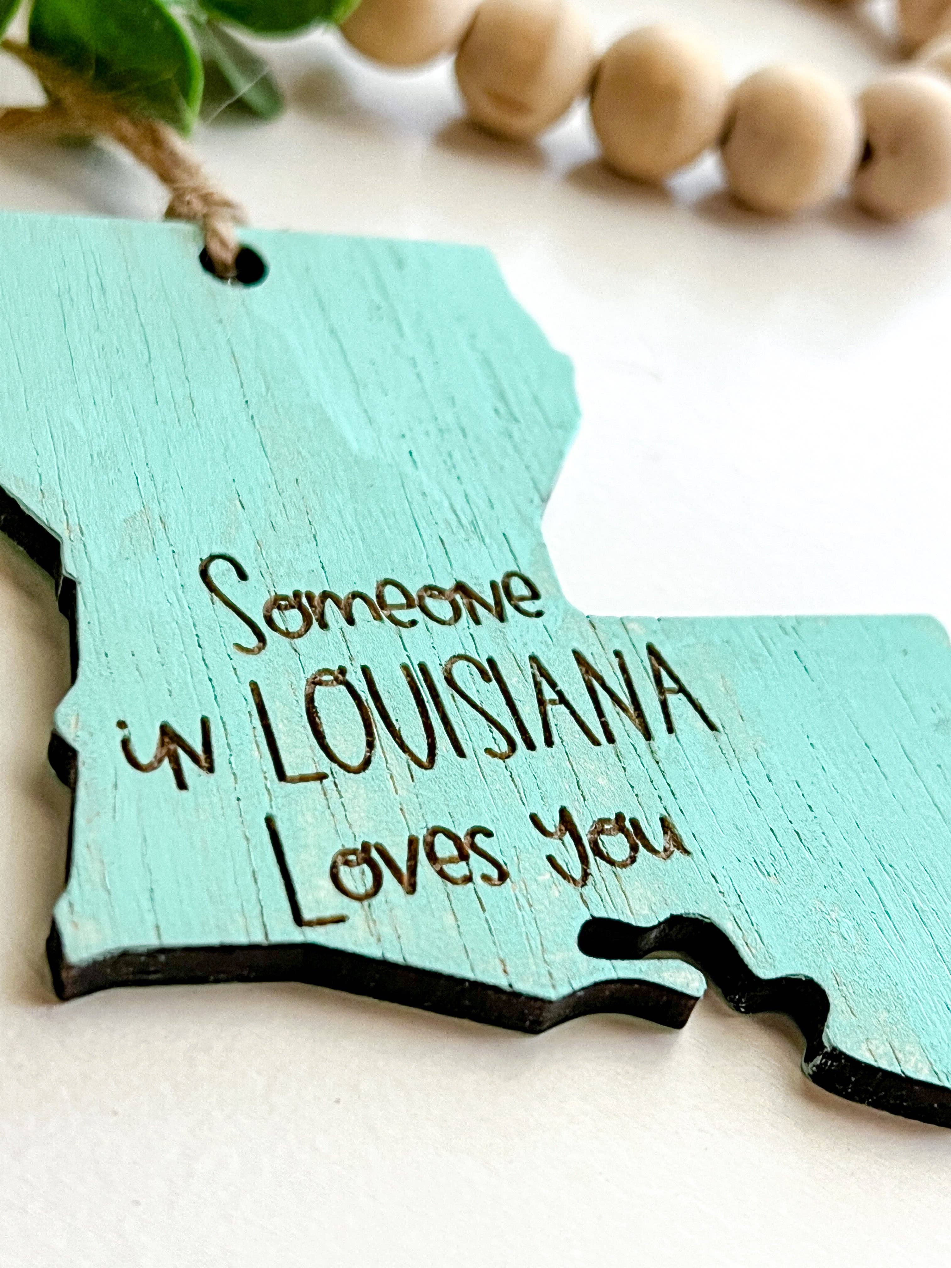 Geaux Magnolia - Wholesale Ornament - Turquoise Someone in Louisiana Loves You Ornament4