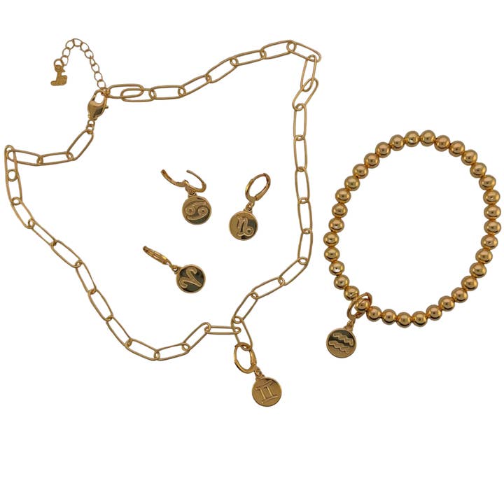 PDZ Zodiac 18K Gold Plated Huggie Pendant for wholesale by Sai Brazil