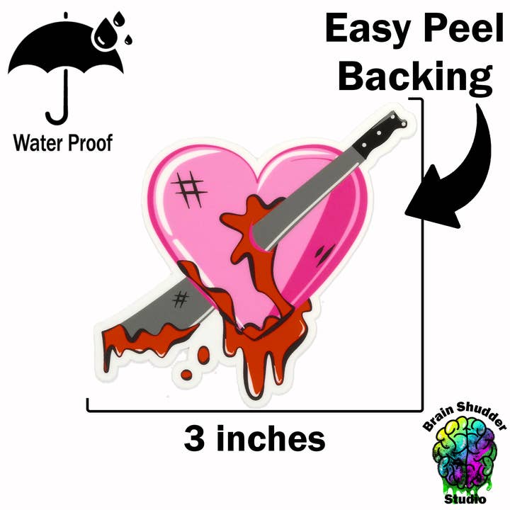Brain Shudder Studio - Wholesale Sticker - Machete thru Heart Sticker