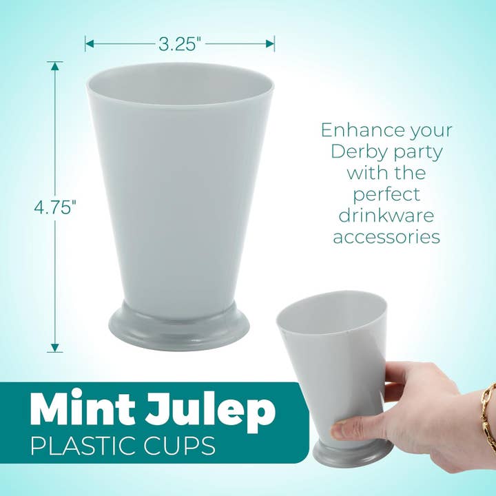 4E's Novelty - Wholesale Disposable Cup - 4E's Novelty Mint Julep Plastic Cups – 12-Pack 10 oz | Kentucky Derby Party Supplies & Decorations4