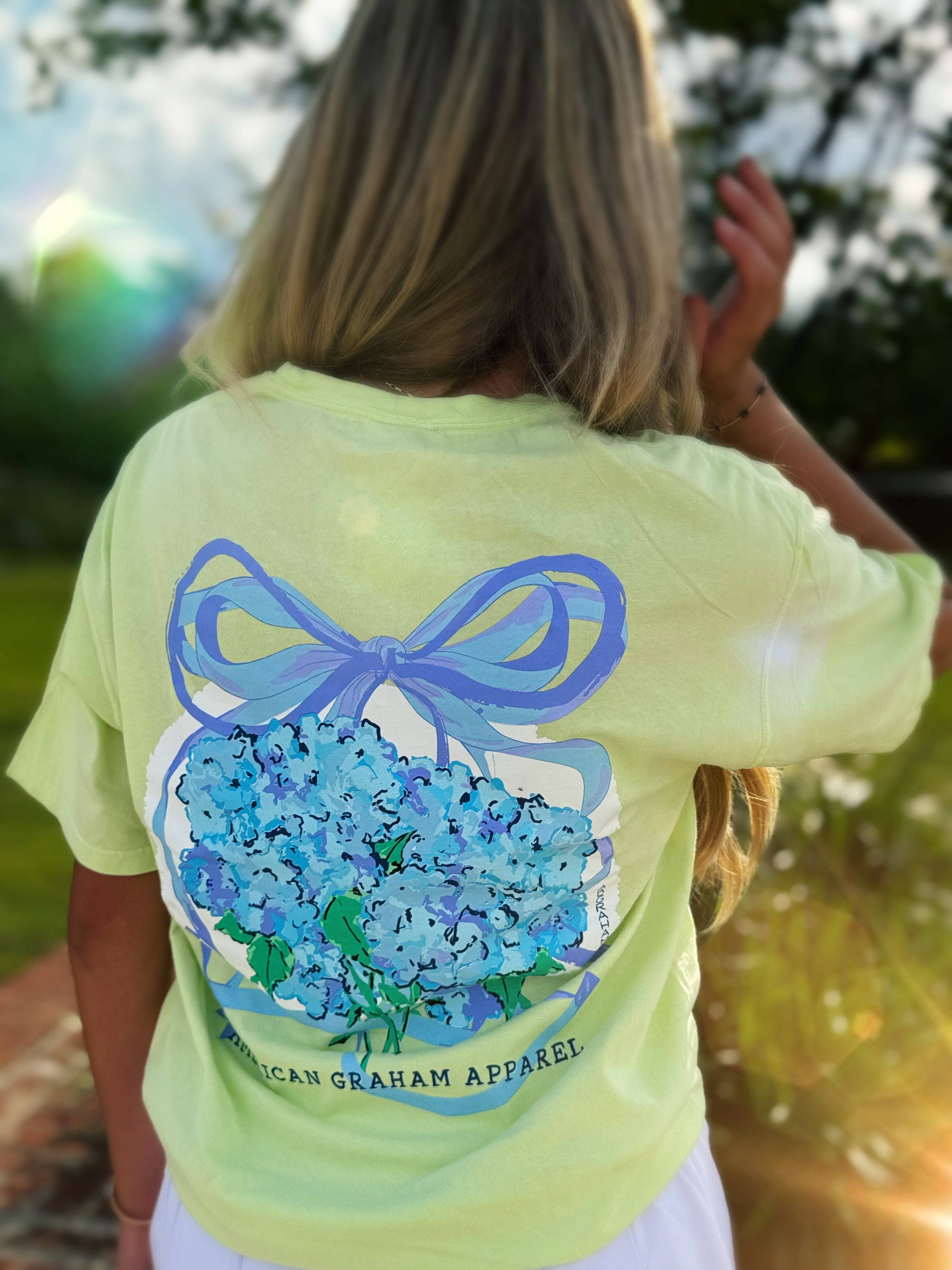 American Graham Apparel - Wholesale Screen Printed T-Shirt - Unisex - It's Giving Spring, Hydrangea Floral Graphic Tee7