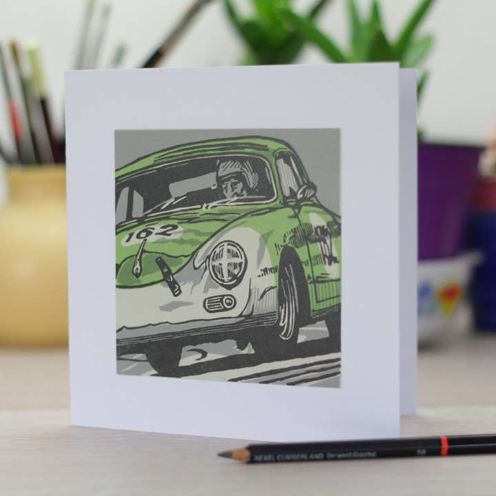 InkyCrow Art - Wholesale Everyday Greeting Card - Porsche Sports Racing Car Greetings Card3