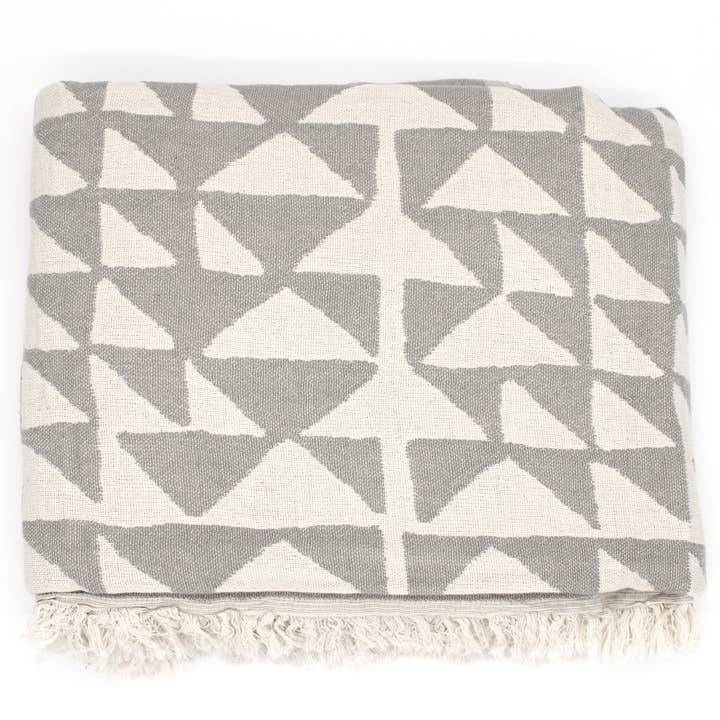 The Elevated Abode - Wholesale Throw Blanket - Blue Turkish Cotton Pyramid Throw Blanket