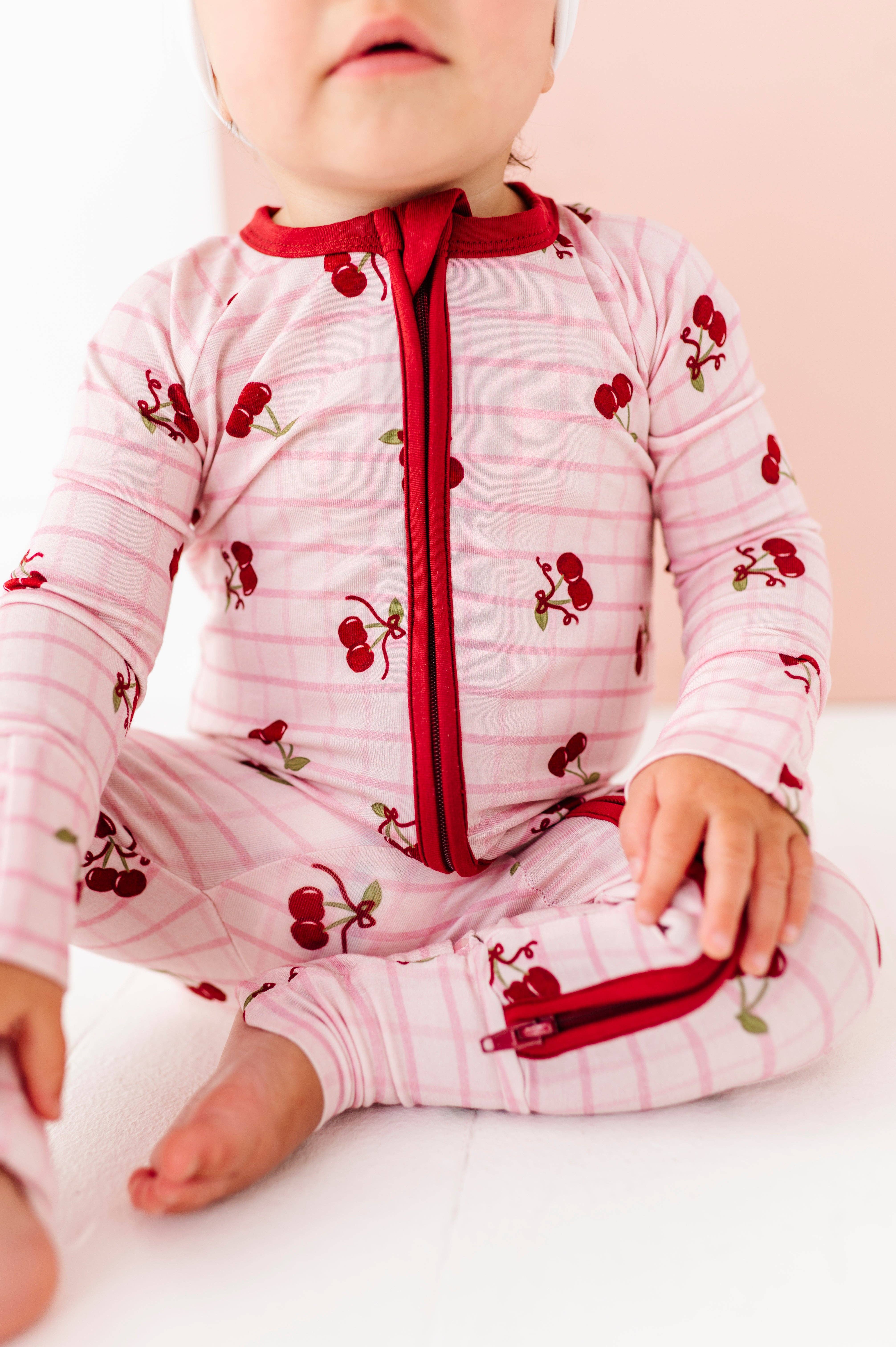 Kiki + Lulu - Wholesale Jumpsuit - Baby - Cherry Sweet Convertible Footies1
