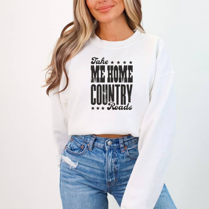 Take Me Home Country Road Crewneck Sweatshirt for wholesale by Brandy & Daisy's Boutique