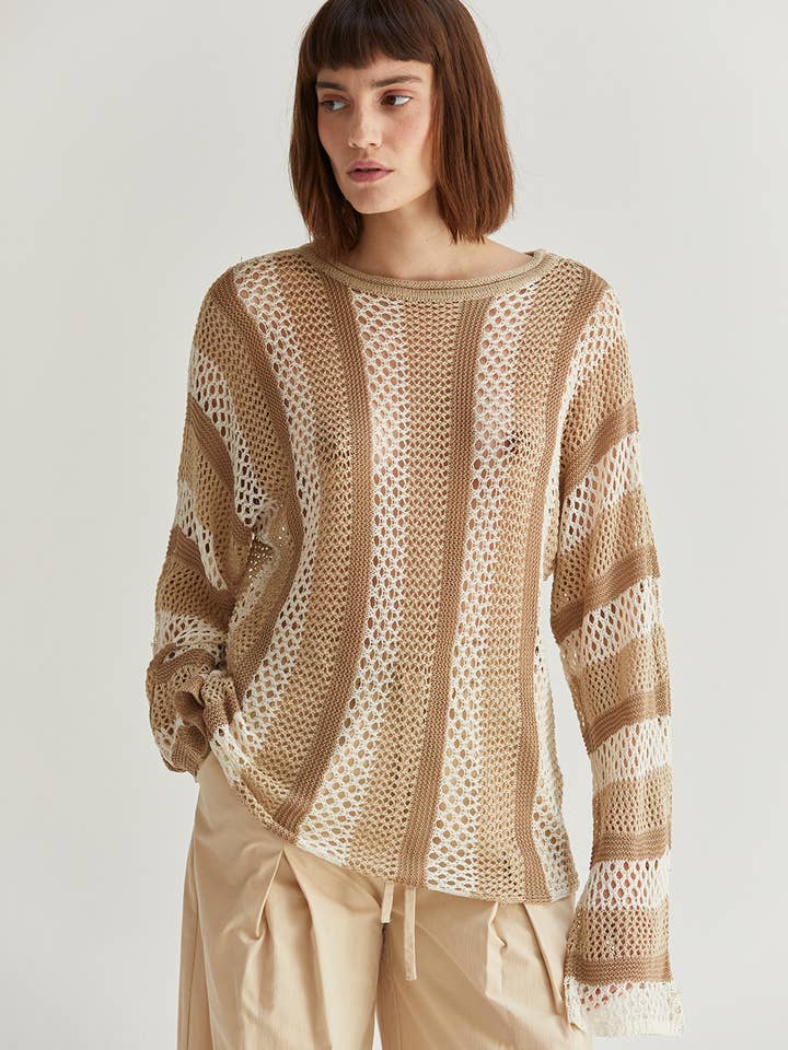 CT8979- Haut en crochet multitexture Sadie pour la vente par Crescent