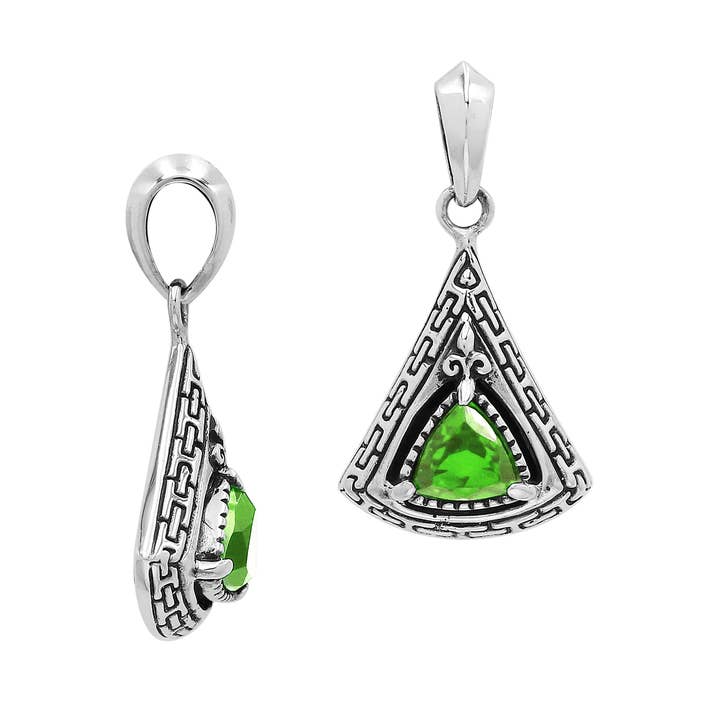 AP-6327-PR Sterling Silver Oval Shape Pendant With Peridot Q for wholesale by Bali Designs