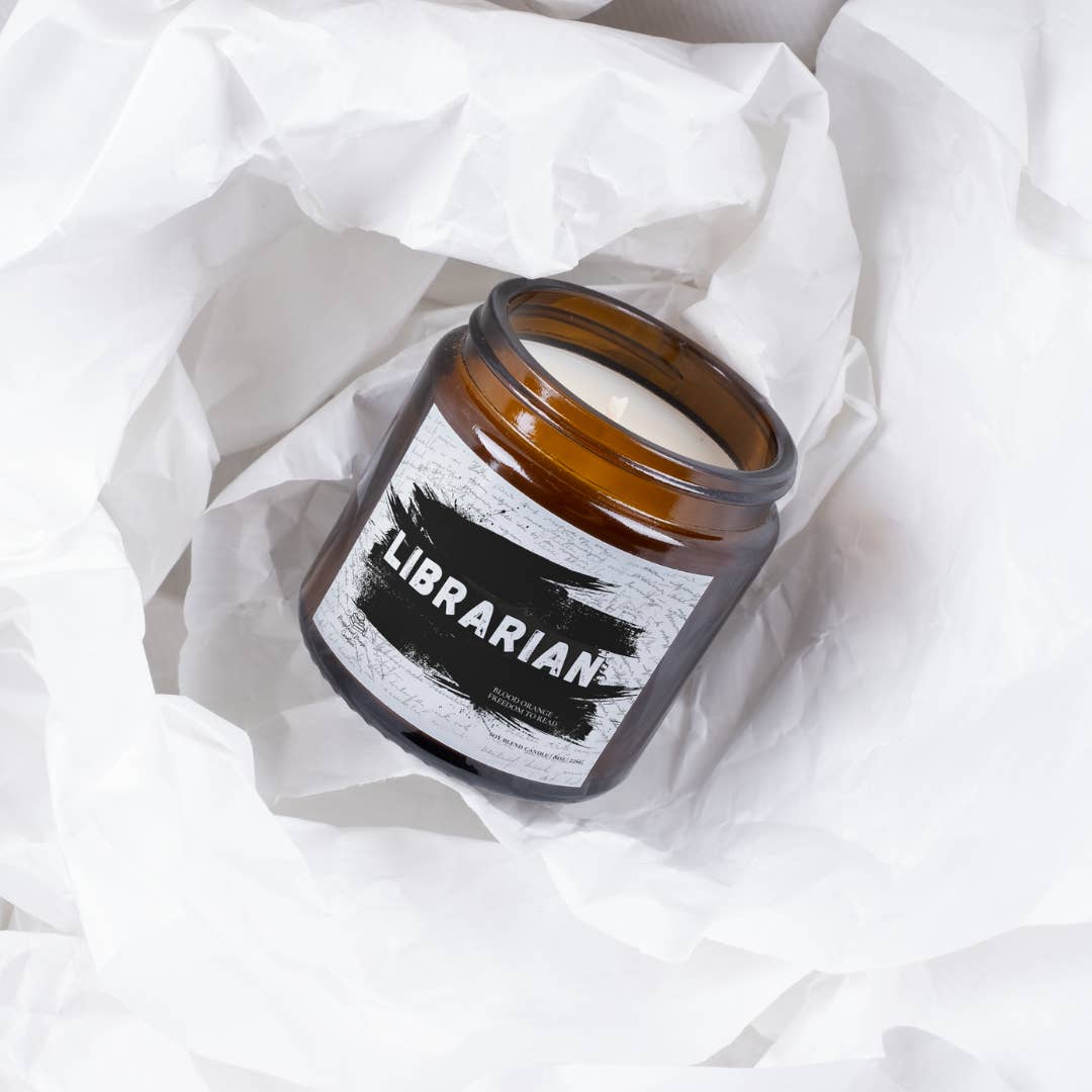 Misplaced Muse Creative - Wholesale Jar/Filled Candle - Librarian Soy Candle (Blood Orange)