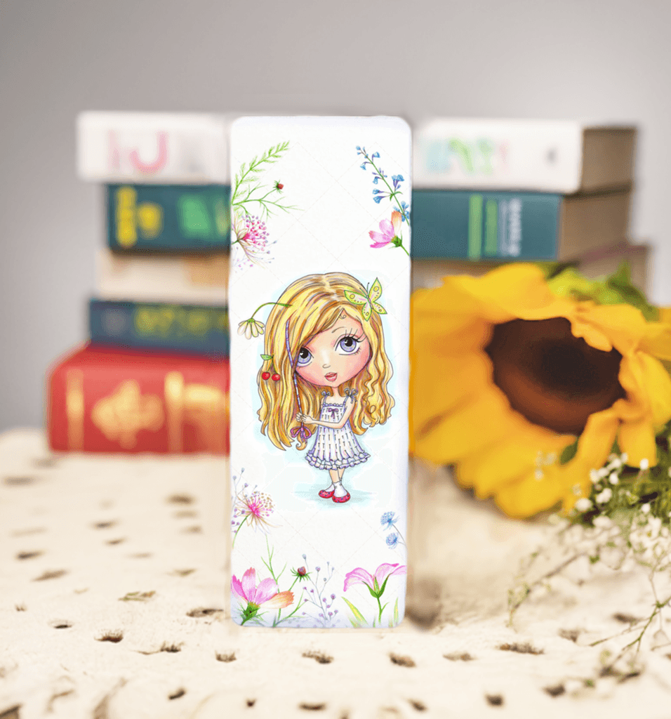 Julia Spiri - Wholesale Bookmark - Marcador para libros. Criaturas caprichosas. Chica con pañuelo en el pelo.2
