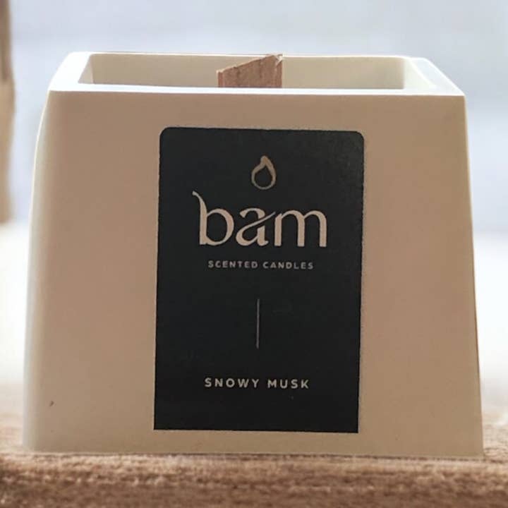 BAM - Wholesale Jar/Filled Candle - BAM - SNOWY MUSK scented candle - SQUARE Collection1