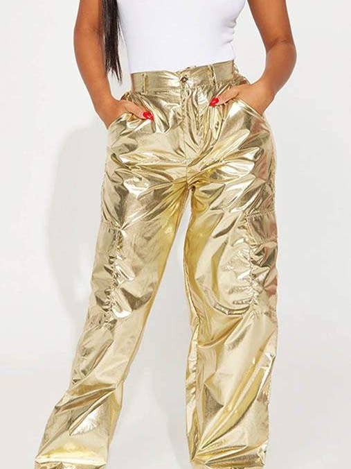 Fashion Combination – wholesale Byxor - Dam – knäppta vinyl långa byxor7