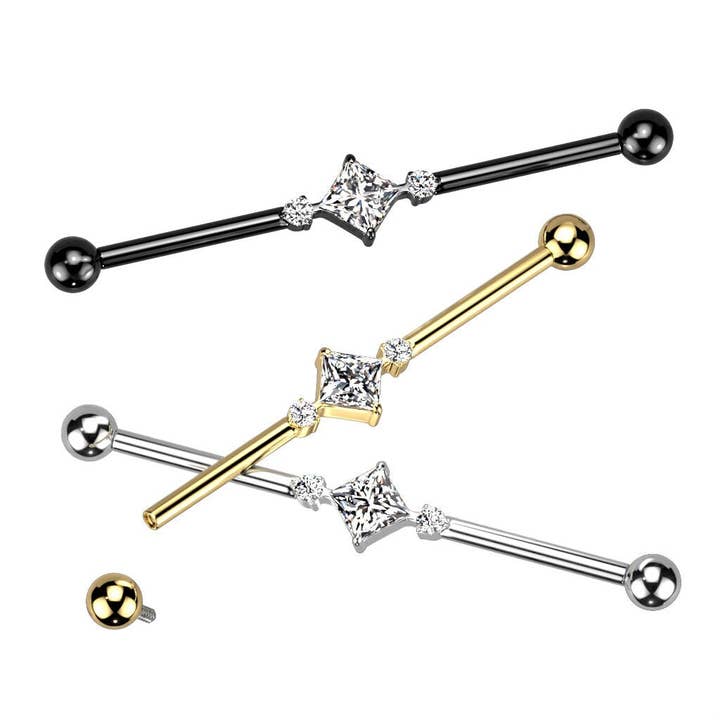 Elara Body Jewelry - Wholesale Single Earring - Titanium Internally Threaded Industrial Piercing (14G | 38mm | Titanium | Gold, Silver or Black)