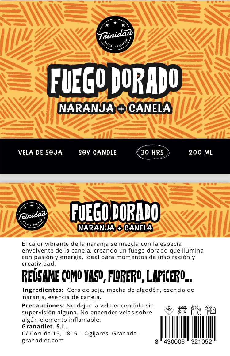 trinidad - Wholesale Jar/filled candle - GOLDEN FIRE CANDLE GLASS 200 ML.2