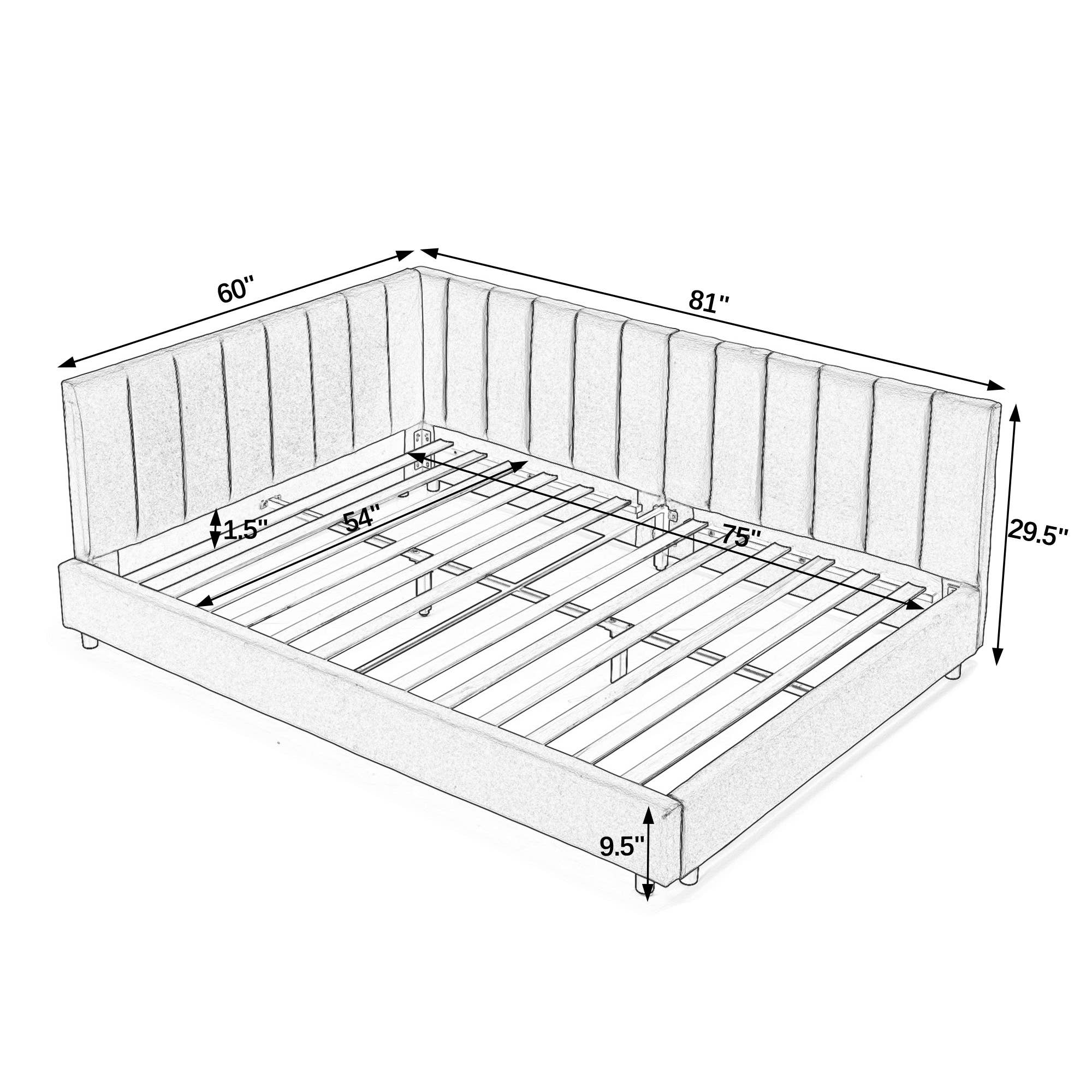 39F Inc. - Wholesale Bed - Mid-Century Full Size Tufted Bed Frame ,Gray/Beige/Black 16