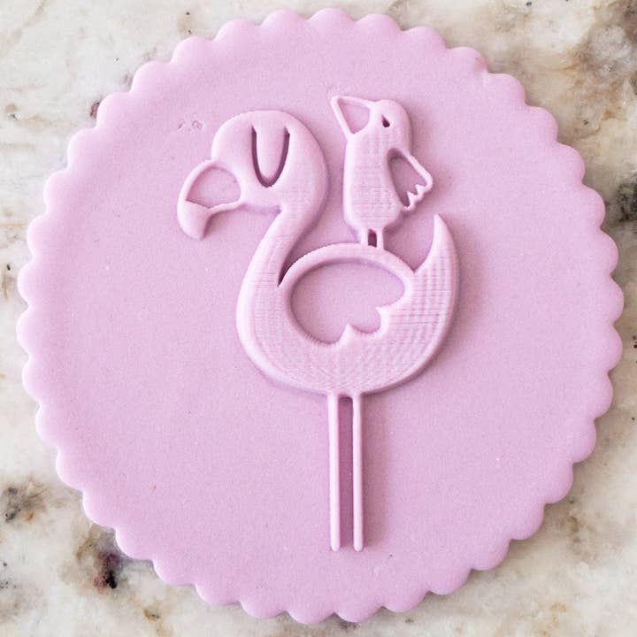Cute Flamingo with Bird POPup Embosser Cookie Biscuit Stamp for wholesale by Cut Bake Stamp