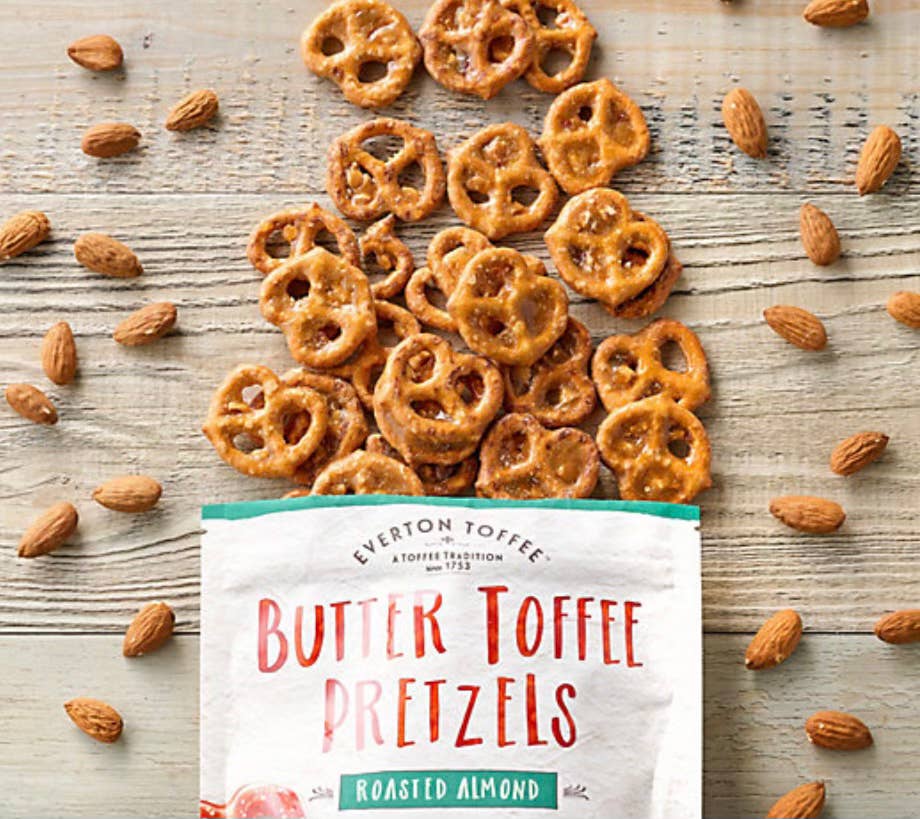 Everton Toffee - Wholesale Pretzels - Butter Toffee Pretzels – Roasted Almond 4oz bag2