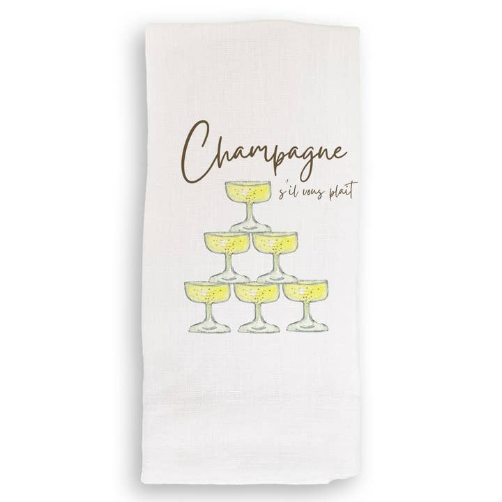 French Graffiti - Wholesale Tea Towel - Champagne s'il Vous Plait