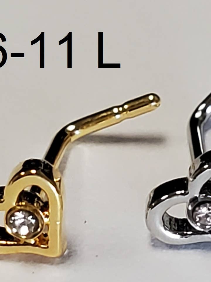 Anello da naso a forma di L con cuore in pietra dorata per la vendita all'ingrosso da parte di etreM