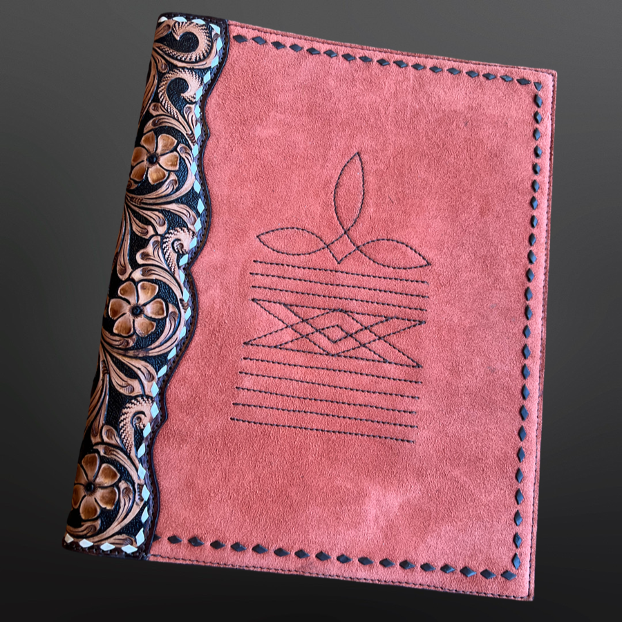 Westrian International - Vente Journal intime - Folio en cuir gravé en suède terracotta Boot Stitch0
