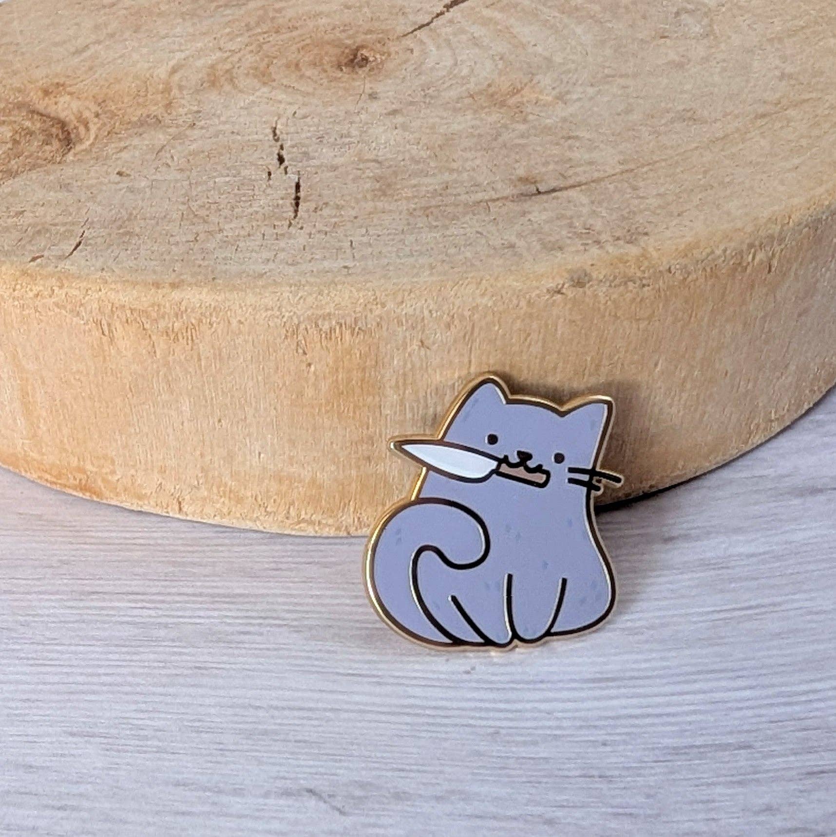 Arcasian - Wholesale Lapel Pin/Button - Nini the Knife Cat Enamel Pin5