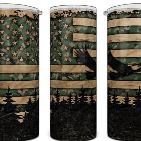 20oz Tumbler with Patriotic Woodgrain for wholesale by The Branded Monkey