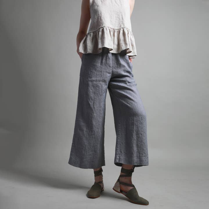 FOREVER Straight Ankle Linen Pants With Pockets for wholesale by Knotium