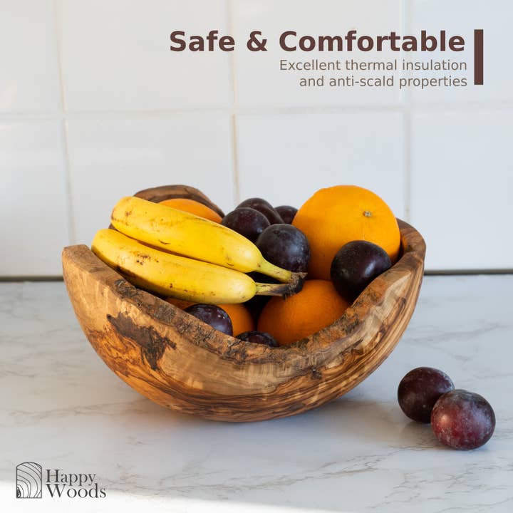 Next Day Shop - Wholesale Bowl - Large Olive Wood Bowl, Rustic Wooden Fruit Bowl