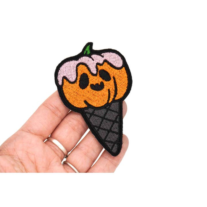 Pumpkin Ice Cream Embroidered Iron on Patch for wholesale by Project Pinup