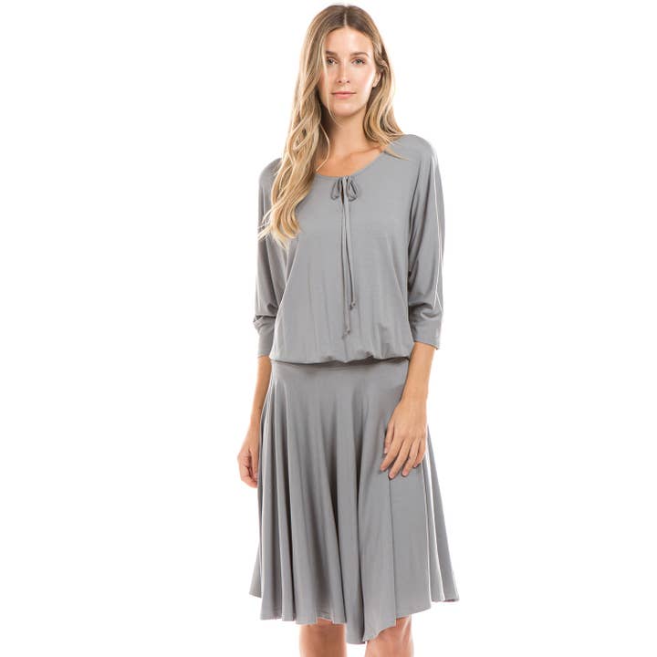VAVA by Joy Han - Wholesale - PHOEBE 3/4" SLEEVE DRESS (Grey) - VD23442