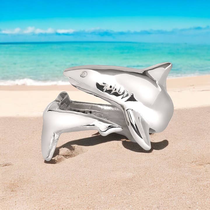 Shark Adjustable Ring - Sea Life Collection - Sterling Silver for wholesale by Big Blue by Roland St John