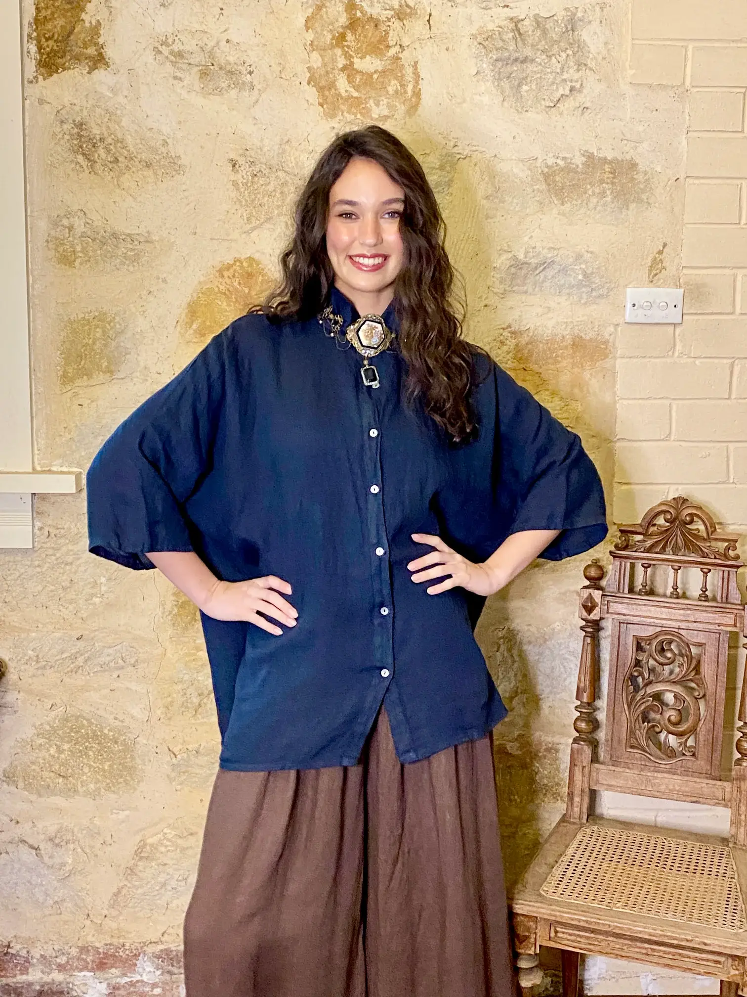 Miss Rose Sister Violet - Wholesale Button Down Shirt - Women's - WOMEN'S - Teddy Linen Shirt20