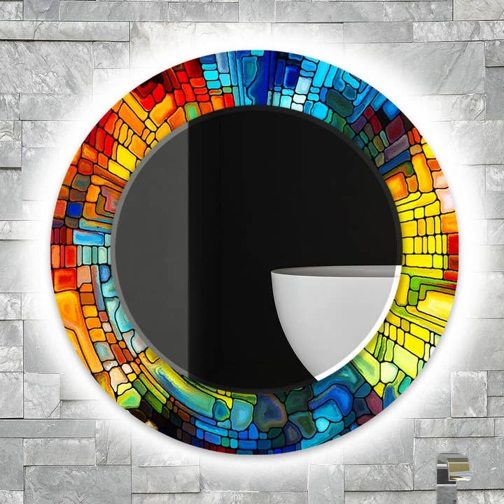 Stained Tempered Glass Wall Mirror for wholesale by MyPhotostation