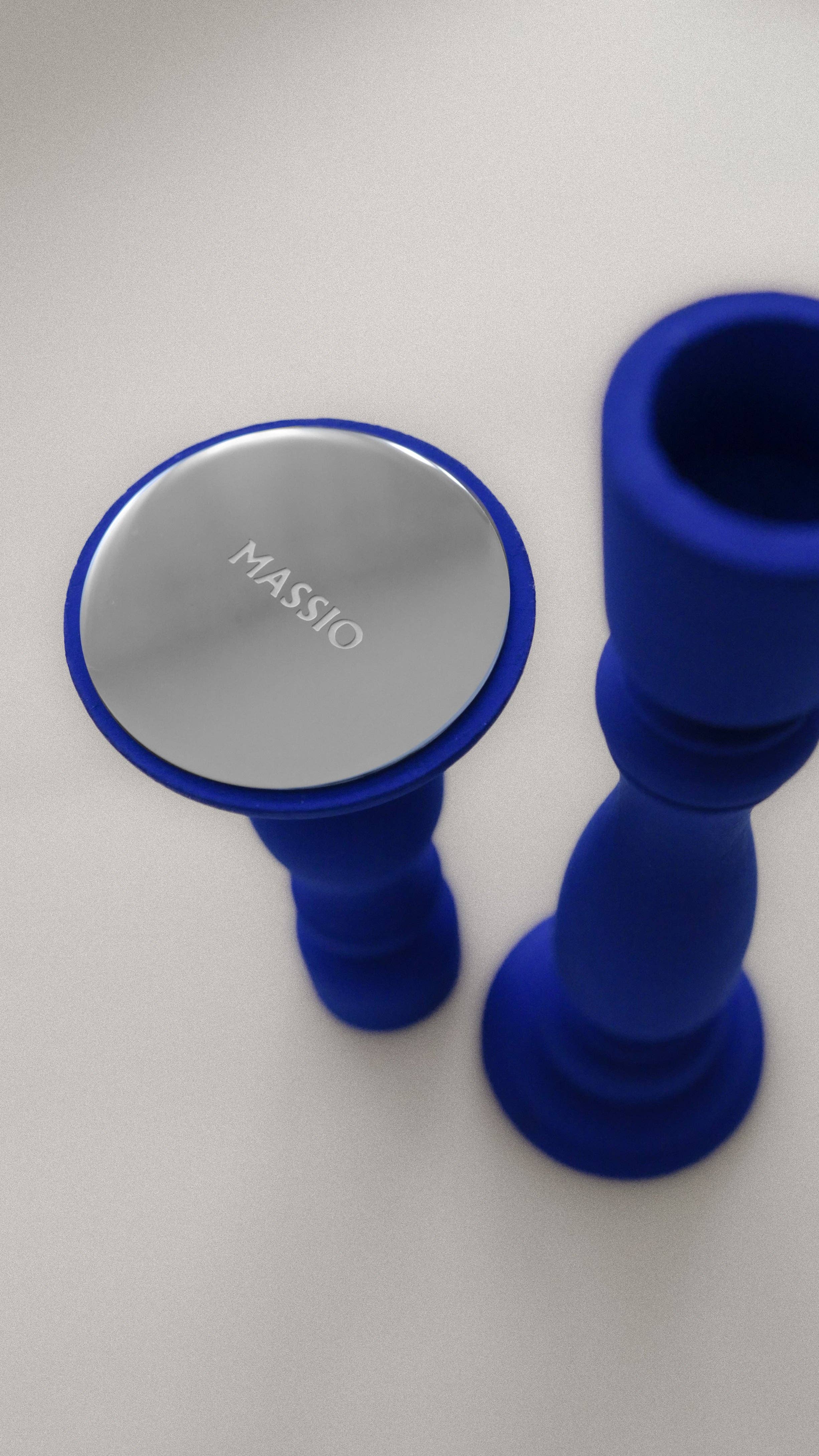 Massio Concept - Wholesale Candle Holder - Matte Blue Wooden Candle Holder (Set of 2)1