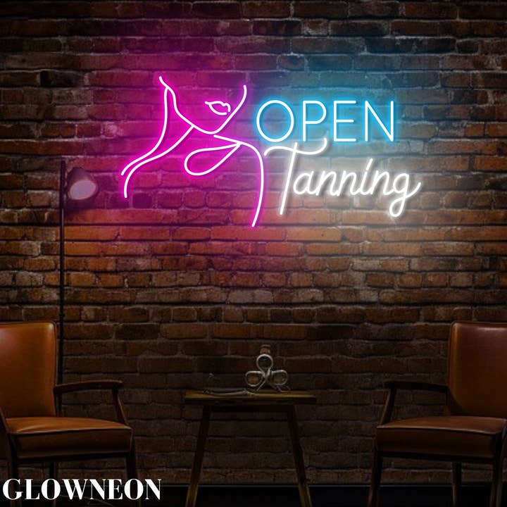 Öppen solning neonväggdekor, solning skönhet spa-salongdekor för wholesale av Glow Neon