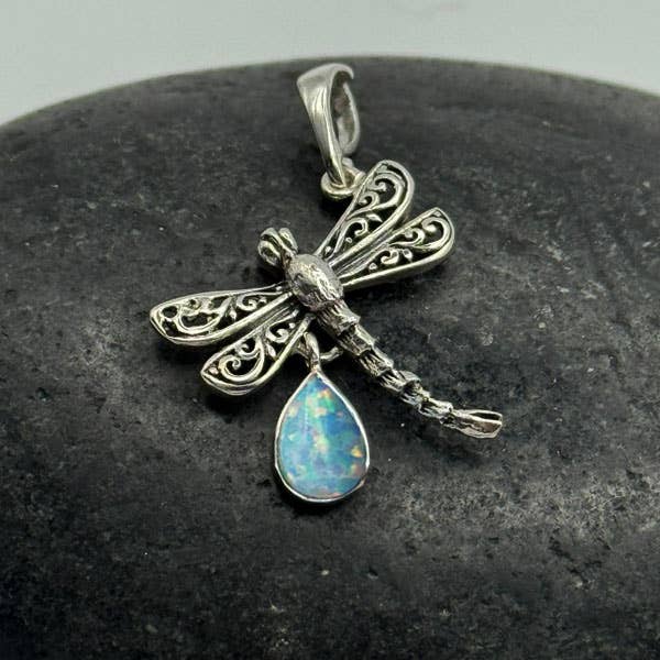 Goddess Design Studio - Wholesale Dangle Earrings - Sterling Silver & Gemstone Dragonfly Pendant4