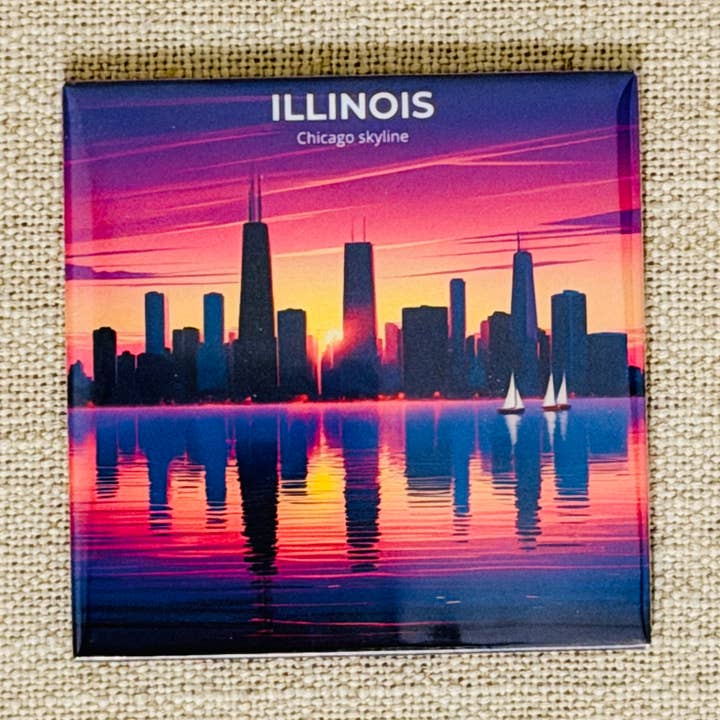 Illinois State Magnet - Chicago Skyline for wholesale by Cozy Print