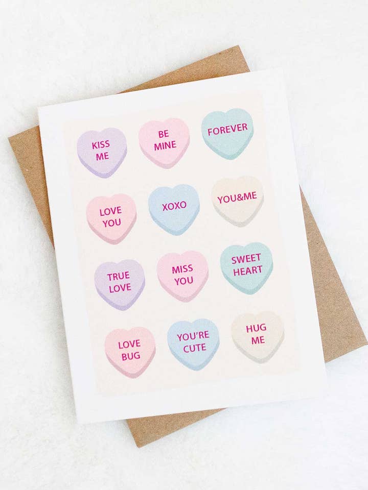 Heart Candy Sayings Greeting Card for wholesale by TesMade Creations