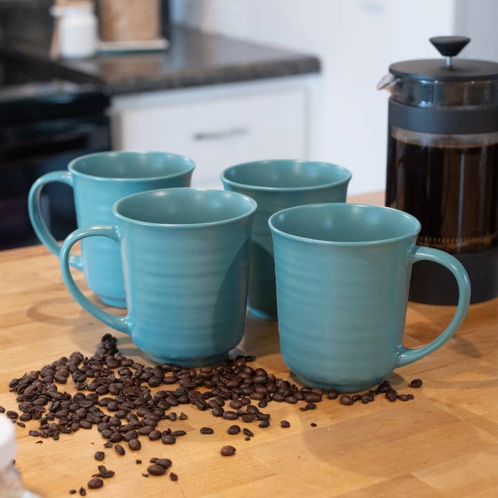 EAST AVENUE - Wholesale Coffee Mug - Mug 4-Pk Turquoise Matte Glaze Finish 17 Oz PRICE IS PER MUG5