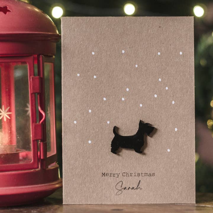 Merry Christmas / Scottie / Luxury Card / Personalised for wholesale by Drop Scone Designs