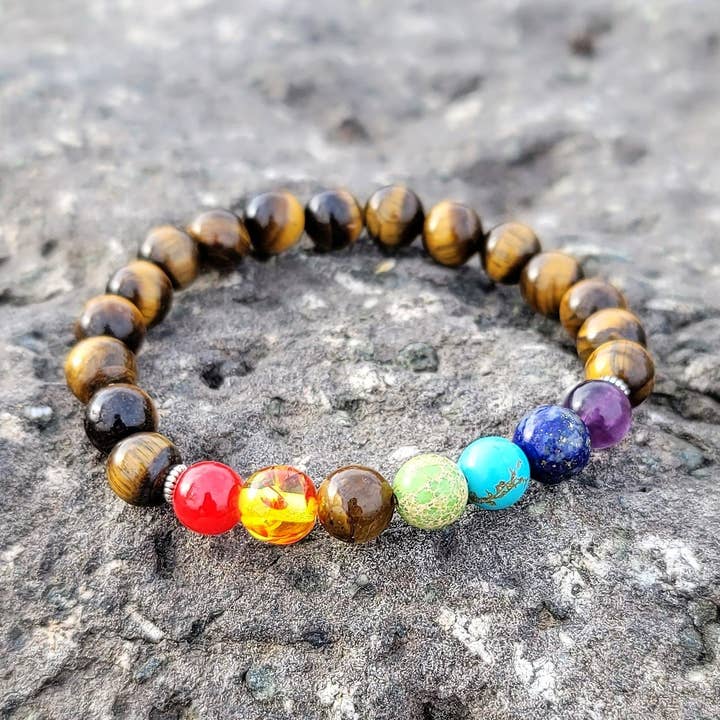 Tiger's Eye 7 Chakra Armband för wholesale av Most Radiant Beads LLC