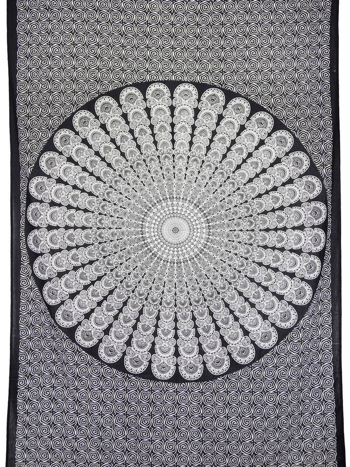 Zest for Life Tapestry Peacock Feather Black for wholesale by Sunshine Joy