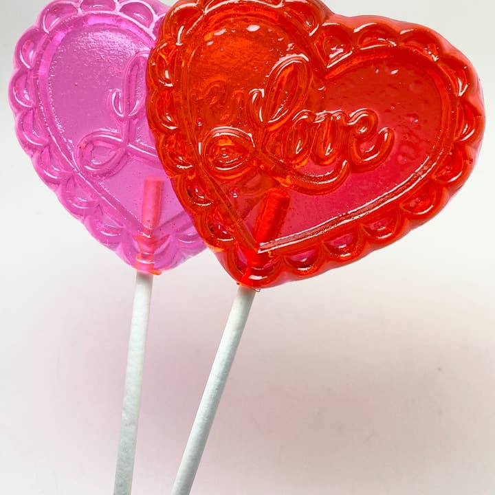 Lollipops by Candied Cakes - Wholesale Lollipop - LARGE 3 1/4" FILIGREE HEART LOLLIPOPS